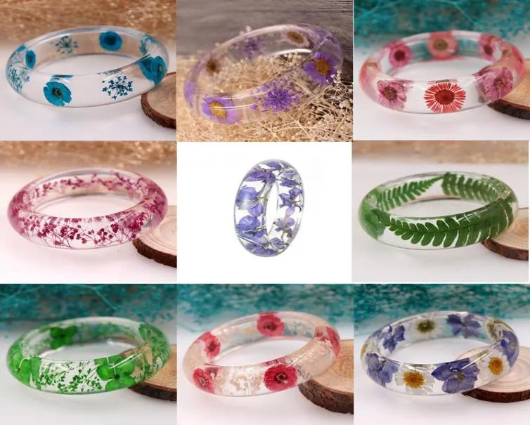 Bangle Resin Transparent Flat Silicone Bracelet Real Flower Specimen DIY Jewelry