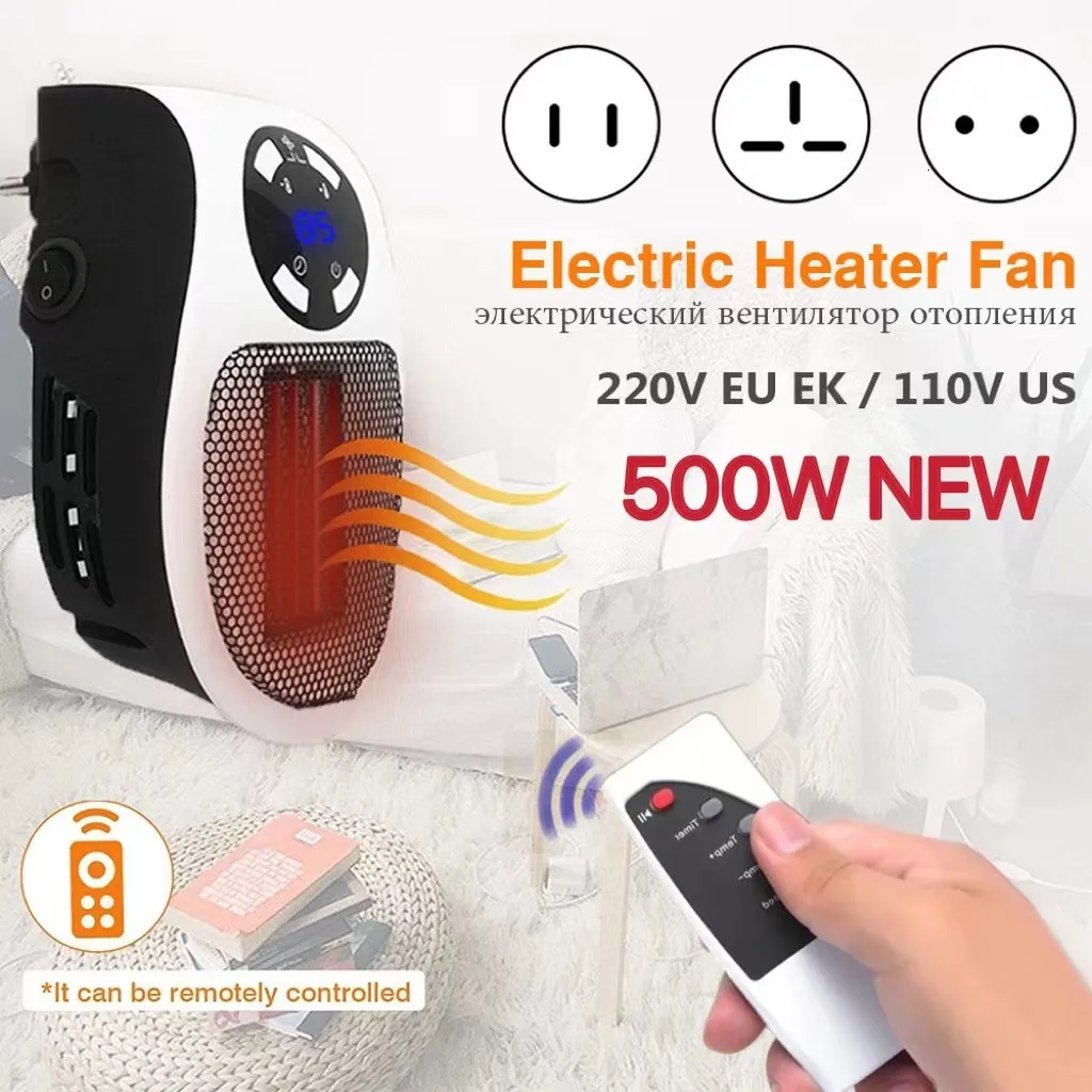 Electric Blanket Heater Portable Plug in Wall Room Heating Stove Household Radiator Remote Warmer Machine 500W Device 221122