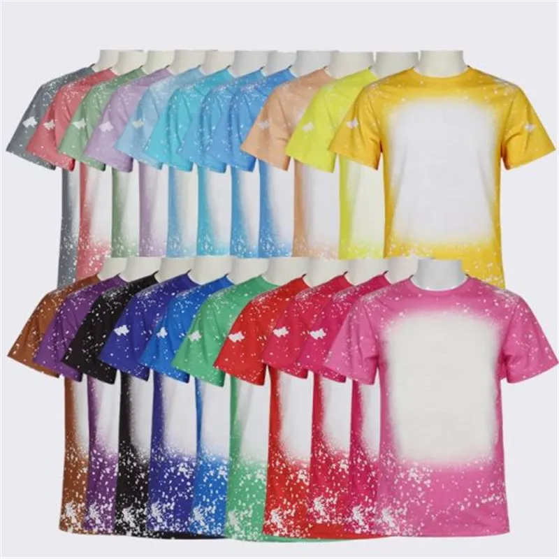 US Men Women Party Supplies Sublimation Bleached Shirts Heat Transfer Blank Bleach Shirt Bleached Polyester T-Shirts FS9535