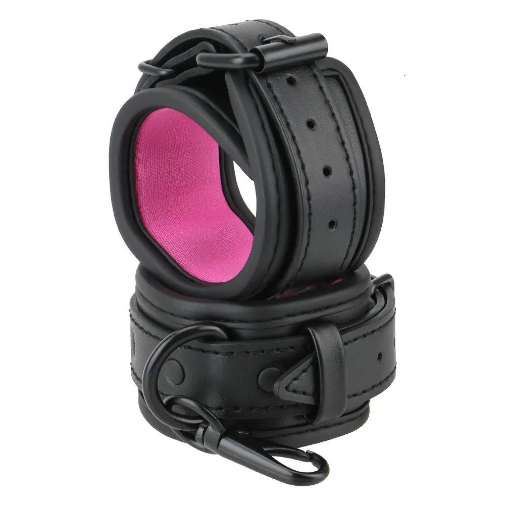 Pu Leather Handcuffs Adjustable Restraints For Adult Games_voghion.com