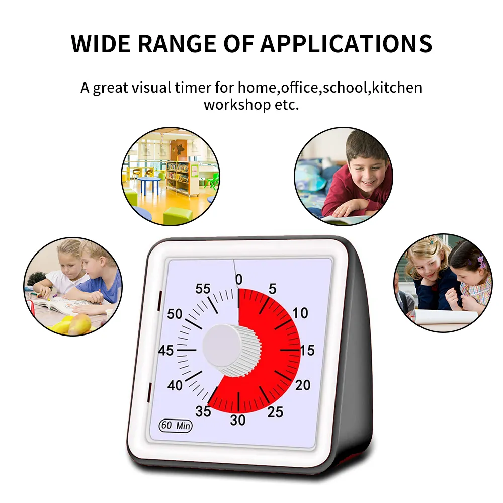 Adjustable 60 Minute Kitchen Timer Target With Silent Analog Display