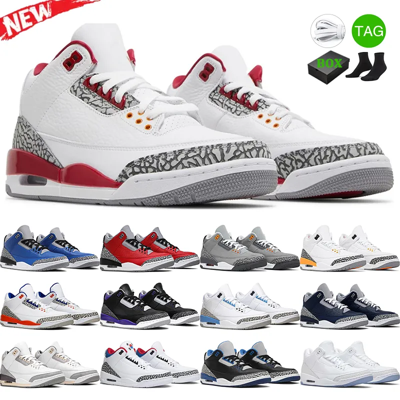 Avec Box Hommes Femmes 3s chaussures de basket rétro Cardinal Red Hall of Fame Dark Iris Racer Blue Jumpman 3 baskets de sport pour hommes taille 5.5-13