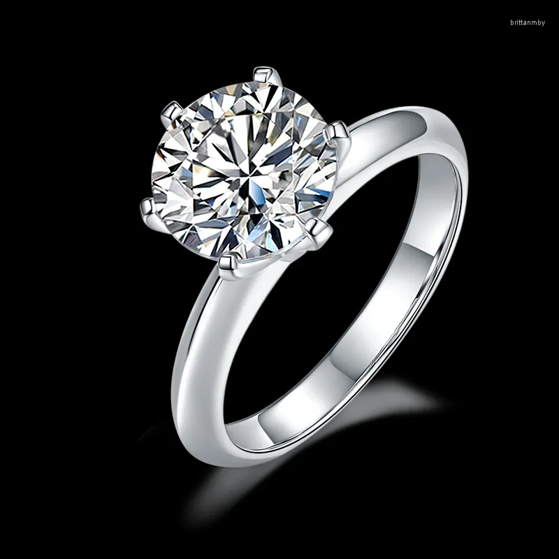 Anéis de casamento 925 Silver Ring 3Ct Classic Style Síntese