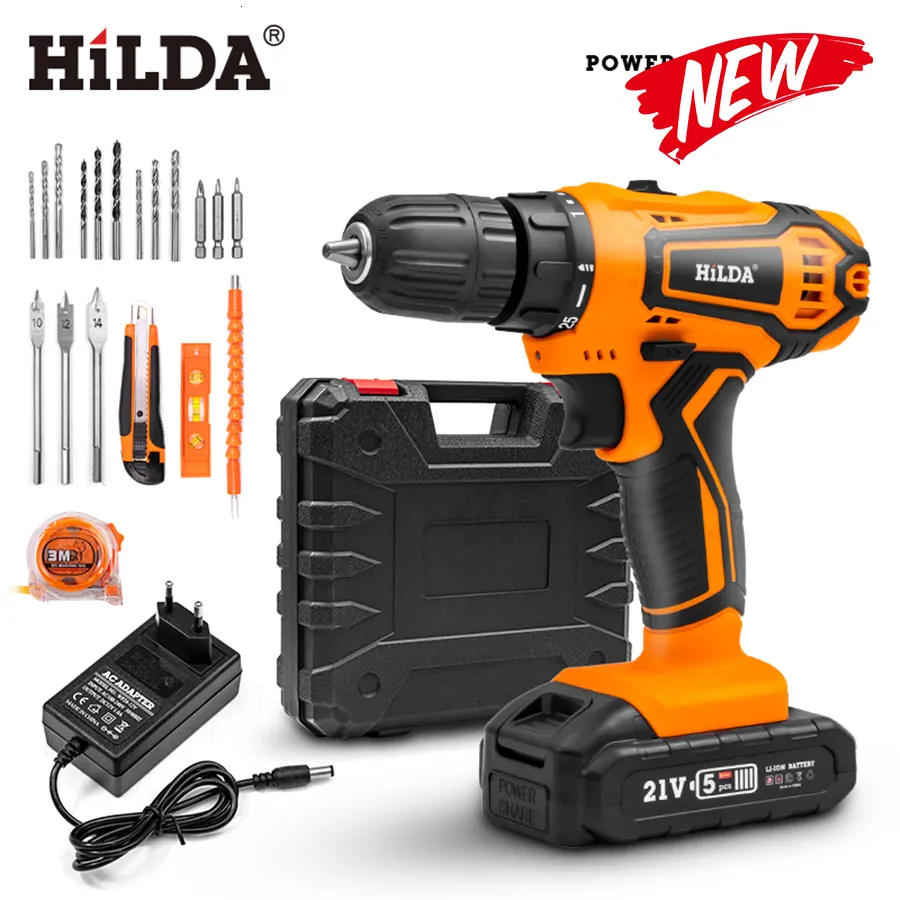 Electric Drill Hilda Cordless skruvmejsel litiumbatteri Mini Power Tools 221122