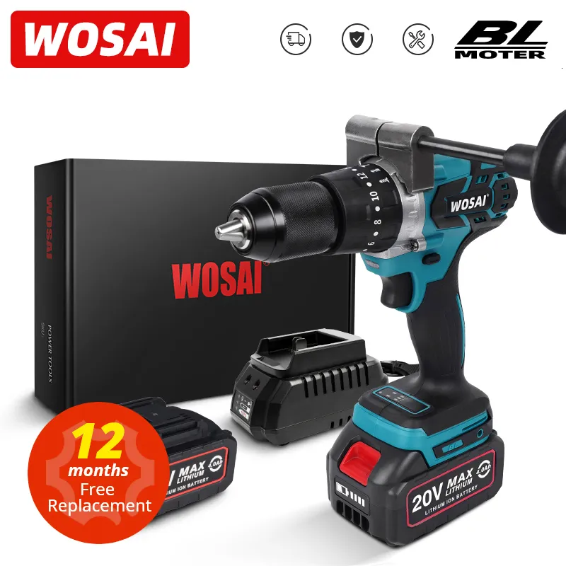 Electric Drill WOSAI MT-Series 115NM Brushless Screwdriver Cordless Impact 20V Lithium-Ion Battery 28pcs Bit Accessories 221122