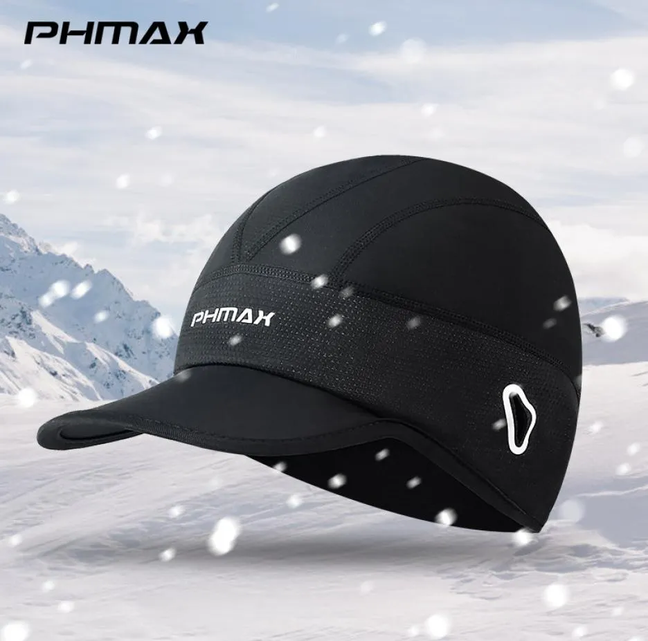 PHMAX Winter Bike Cap Windproof Thermal Fleece Skiing Cap MTB Bike Cycling Cap With Glasses Hole Outdoor Sports Running Headwear