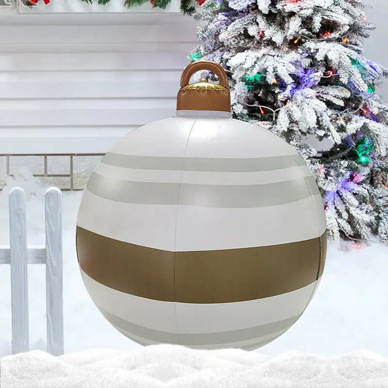 Boule De Noël Gonflable 60 Cm - Décoration Jardin Extérieure - Motif Joyeux Noël - PVC