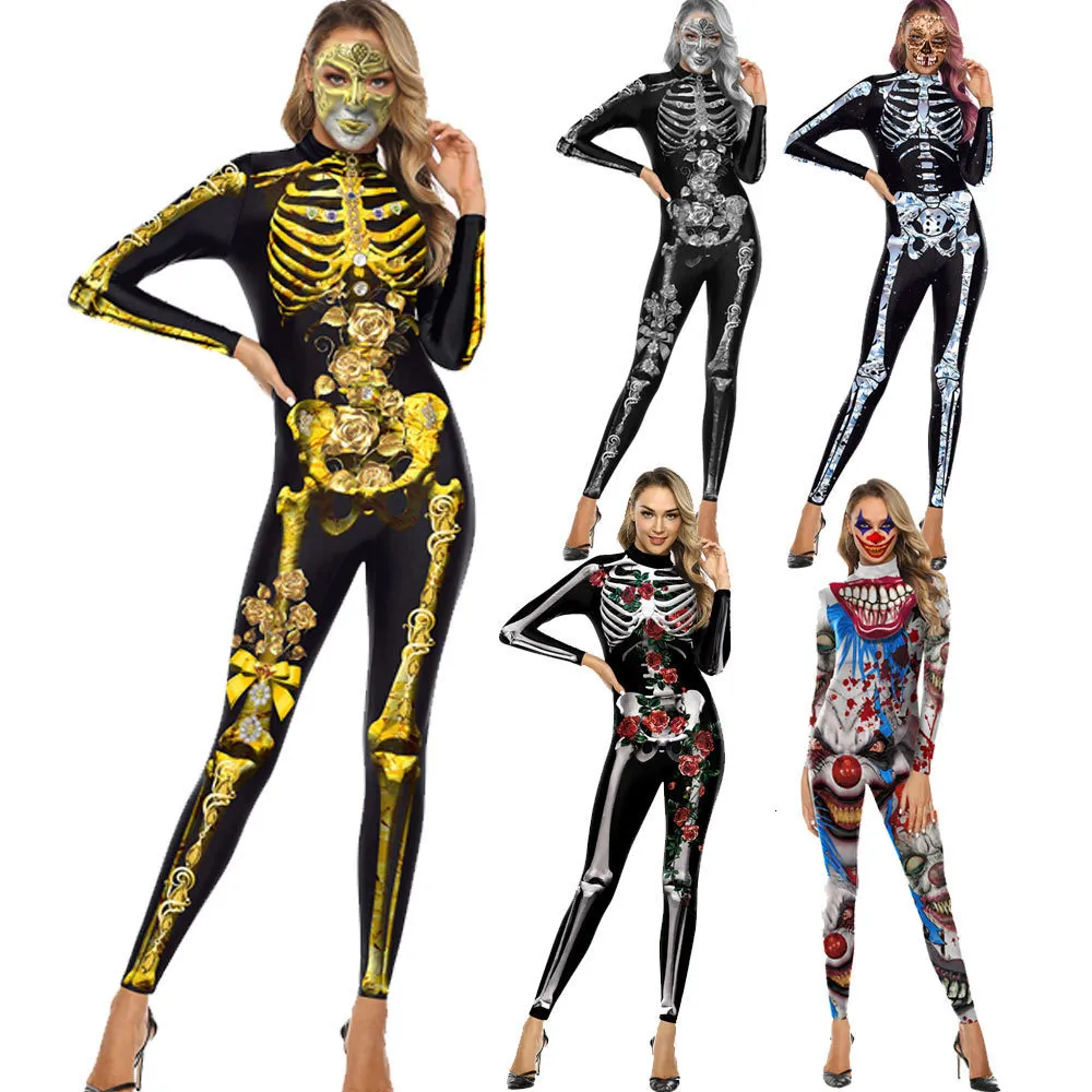 Macacões femininos Rompers Rompers Sexy Femme Bodysuit Skull Skeleletons Cosplay estágio 3D Playshon Macles Malleiros fitness Mulheres femininas femininas 221123