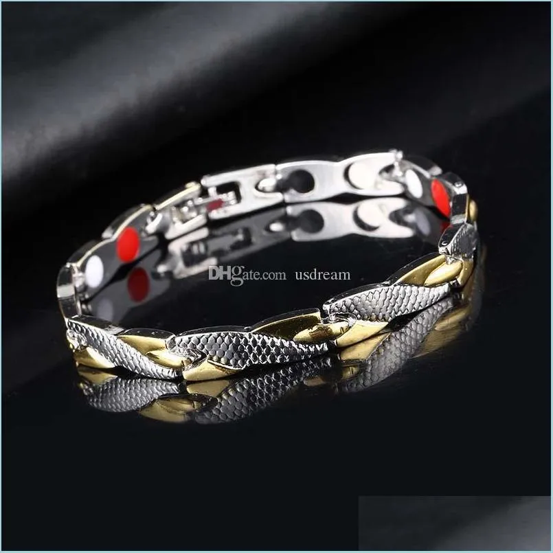 Bangle Dragon Scales Magnets Bracelet Bangle Cuff Women Mens Bracelets Wristband Fashion Jewelry Gift Drop Delivery Dhhvx