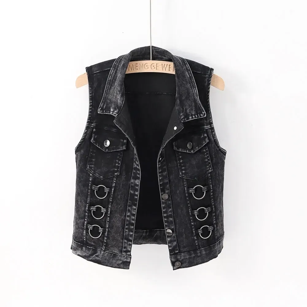 Ladies black shop denim vest