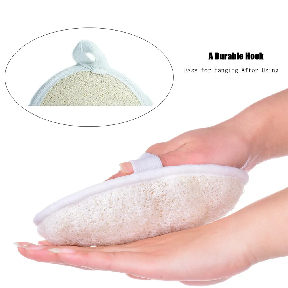 6pcs Folha de banho de esponja de bucha natural esfoliante limpeza de limpeza corporal massagem escova reutilizável Gel Gel Scrubing Dispositivo