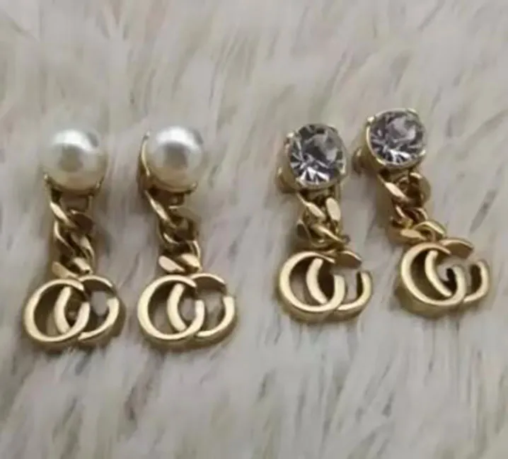 Mode Pearl Diamond Charm Örhängen aretes för kvinnor fest bröllop engagemang älskare present smycken med ask NRJ