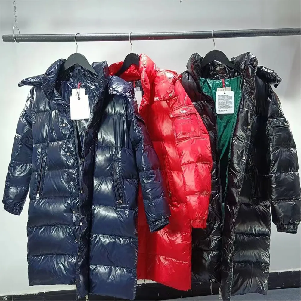 Casacos de penas masculinos de inverno para mulheres, jaquetas puffer brilhantes, grossos e quentes, parkas, moda masculina, capuz longo, jaqueta removível com penas, casacos clássicos 22FW tamanho123456