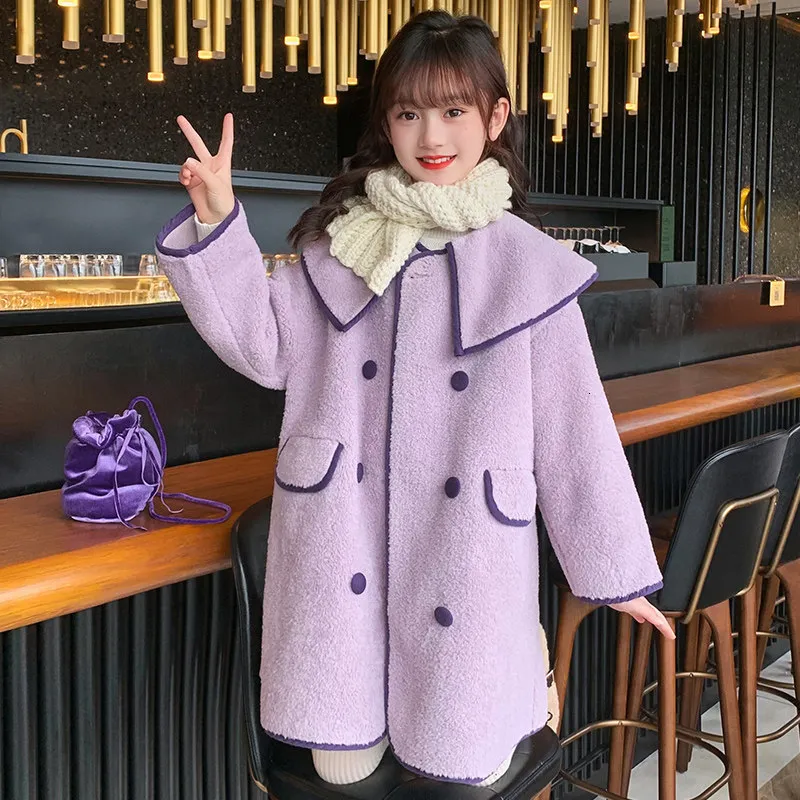 Schal Winter Outfit Mantel Double Breasted Wollmantel Für Mädchen