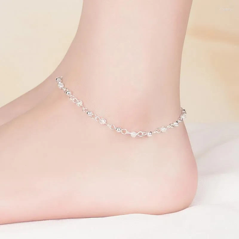 Hakemler Moda 925 Sterling Gümüş Halen Güzel Takı Boncuk Kristal Ayak Zinciri Kadınlar için Kız S925 ayak bileği bacak bileziği
