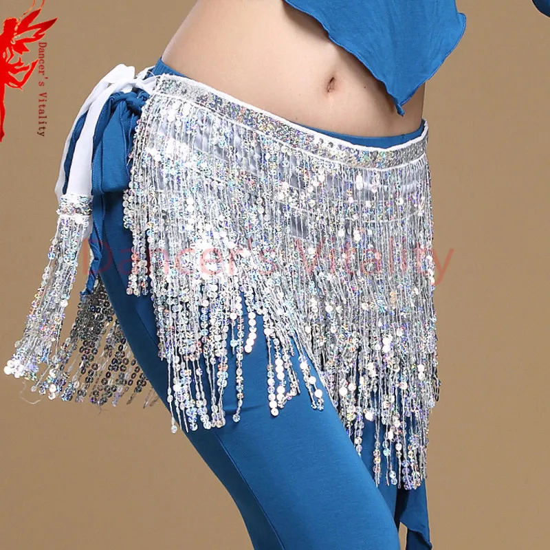 Stage Wear 12 colori accessori per la danza del ventre donne hip sciarpa nappa paillettes cintura ragazze 221122