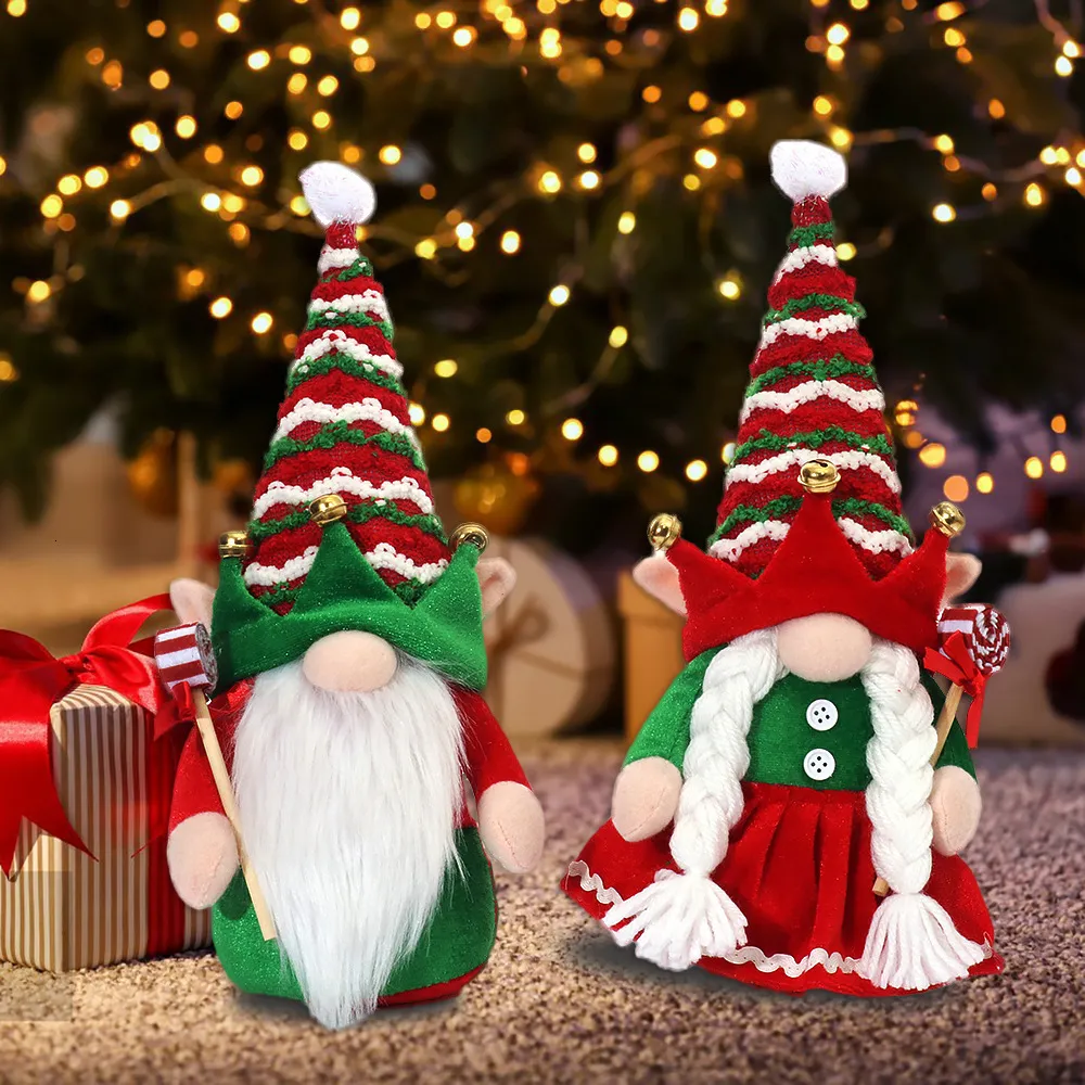 Juldekorationer jul nisser plysch elf ansiktsl￶s docka med klocka f￶r heminredning handgjorda tomte svenska gnome skandinaviska figur 221123