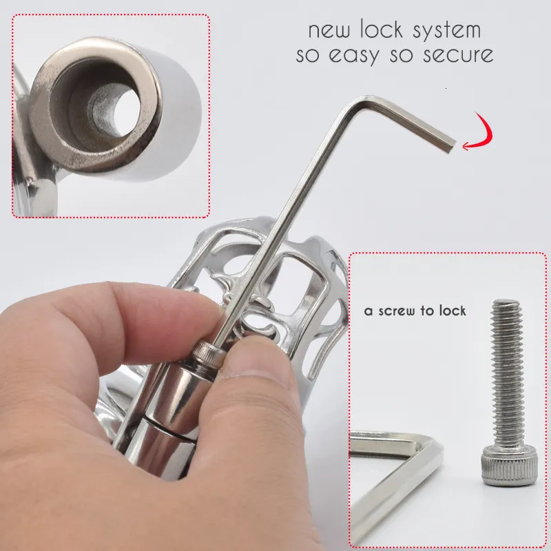 Metal Chastity Cage For Men With Secure Screw Lock And Steel Rings_voghion.com