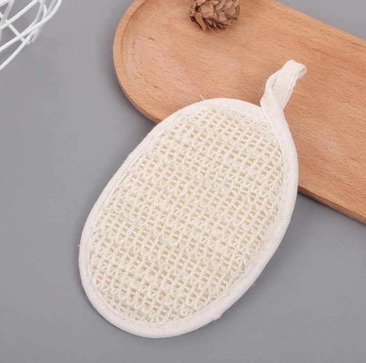 Exfoliating Imitation Loofah Pad Bath Spa Body Scrubber Sisal Fiber Shower Sponge Back Brush for Men Women SN311