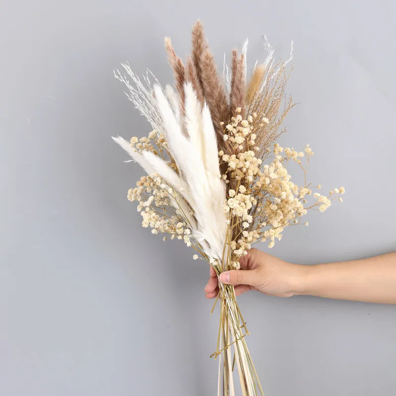 Decorative Flowers Wreaths Natural Reed Pampas Grass Dried Flower Palm Plant Tree Leaves Home Garden Wedding Party Living Bedroom Table Decoration 221122