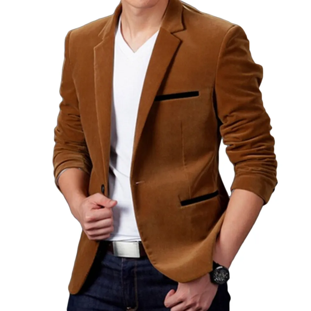 Męskie garnitury Blazers Luksusowy Blazer Autumn Mash Mash Wysokiej jakości klasyczny płaszcz autobusów Slim Fit Suit Terno Masculino 221123