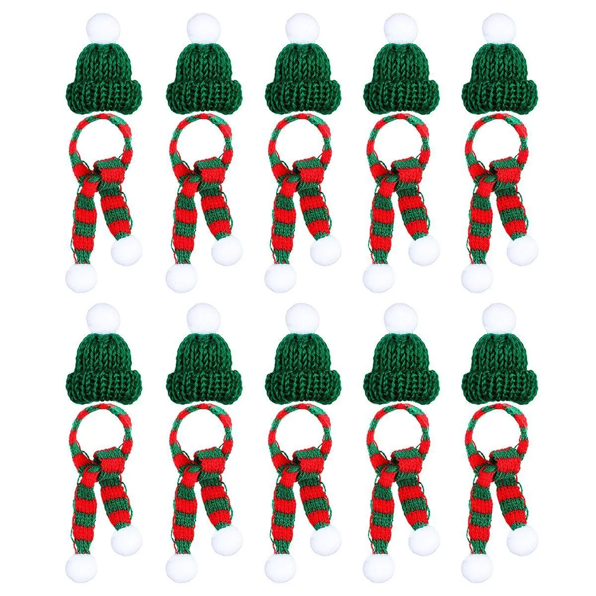 Decorazioni natalizie 20pcs Elegante Natale Mini Sciarpa e cappello Decor Vestiti per bambole Accessori Piante creative Ornamento per la casa Festival 221123