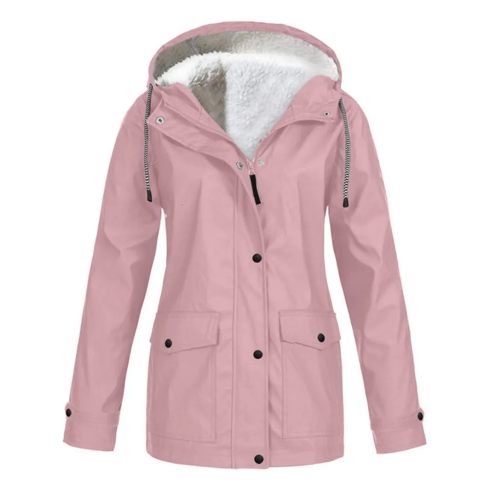 Vestes pour femmes automne hiver Plus velours veste d'extérieur coupe-vent imperméable alpinisme manteau à capuche 221122