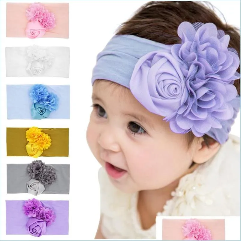 Pannband Big Flower Bow Knot Elastic Head Bands Baby Girl Pannband Hårband Huven Headwrap Fashion Accessories Drop Delivery Juvel Dhraw