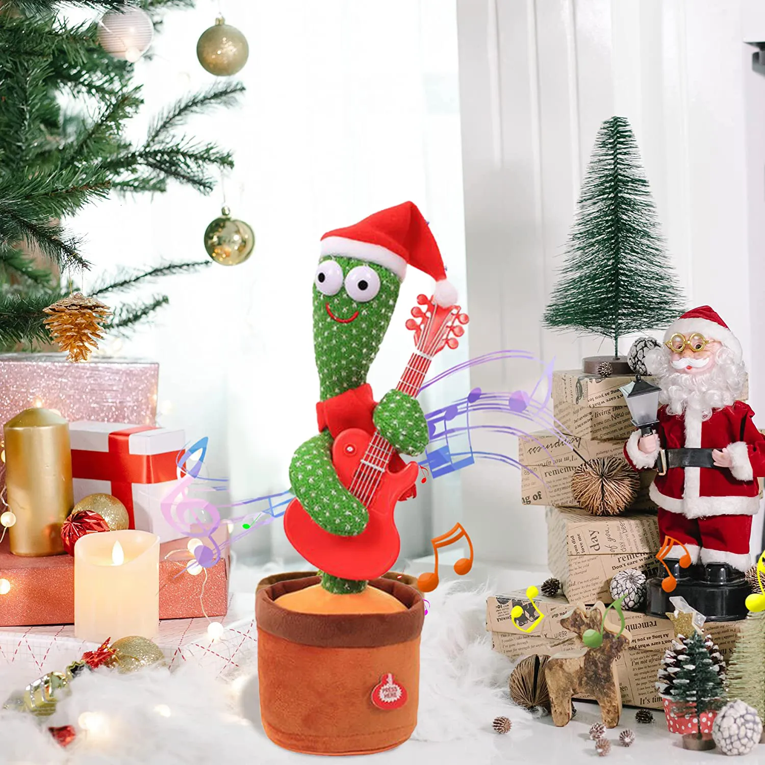 Dekoracje świąteczne Dancing Cactus Electron Pluszowa zabawka miękka lalka dzieci mogą śpiewać taniec prezent urodzinowy 221122