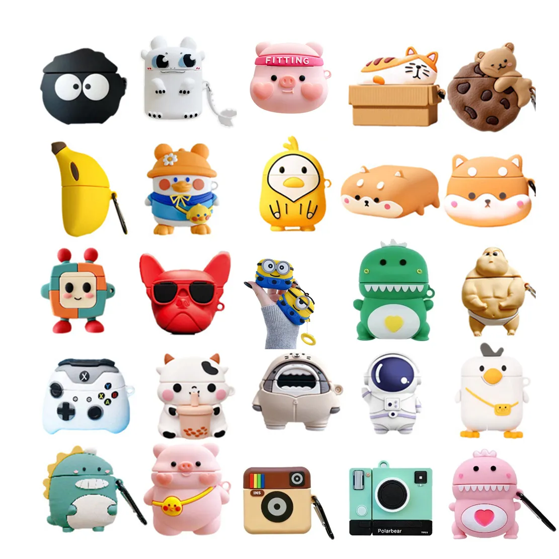 3D Cute Lovely Cartoon Headphone Accessories Fruit Animal Controller Zoo Shark Mix Wholesale for Apple Airpods 2 3 Pro Case Earphone Charger Box Protective Cover