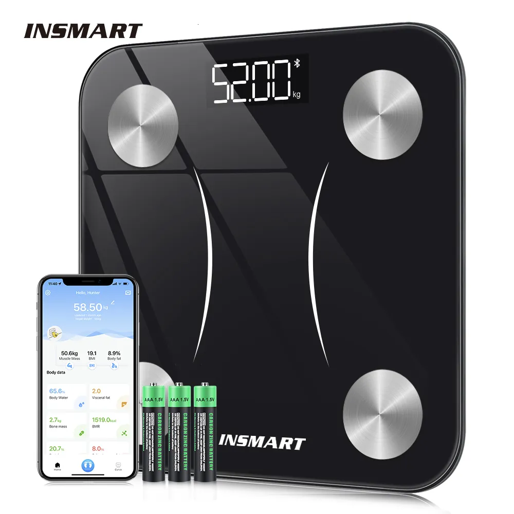 Básculas de peso corporal INSMART Fat Bluetoothcompatible BMI Smart Wireless LCD Baño digital para analizador de composición 221121