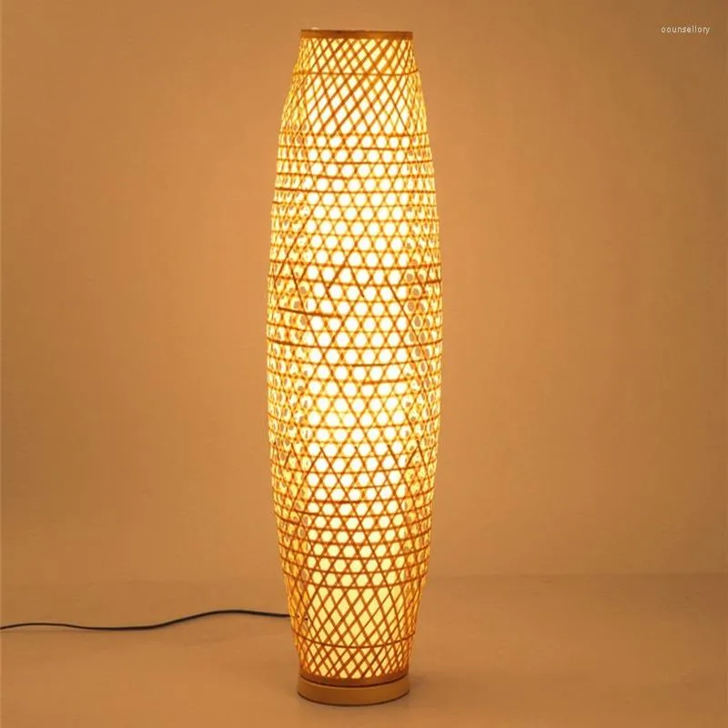 Floor Lamps Bamboo Wicker Rattan Shade Vase Lamp Fixture Rustic Asian