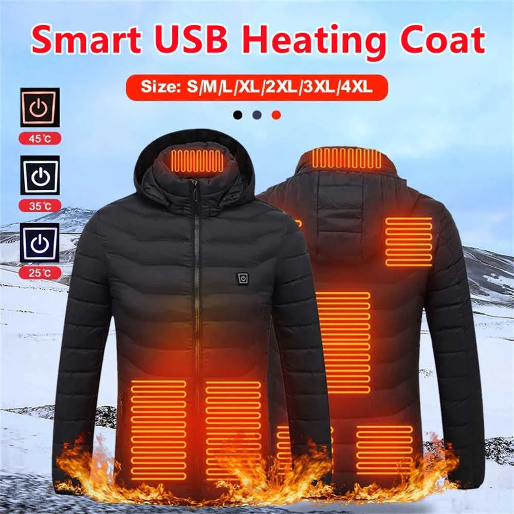 Giackette di cotone riscaldato elettrico Cappotto da esterno USB Riscaldamento con cappuccio giubbotto invernale Giacca da caldo termico invernale Y2210