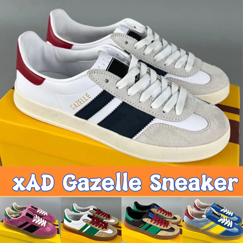 Top Xad Gazelle Sneaker Mens Casual обувь дизайнерские кроссовки розовые голубые шелковые зеленые красные бархатные белые замшевые чернокожие кожа бежевый черный черный холст роскошные мужчины женские тренеры