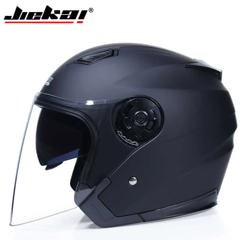 2020 Motorcykelhjälmar Electric Bicycle Helmet Open Face Dual Lens Visors män Kvinnor Summer Scooter Motorcykel Moto Bike Helmet Q0630