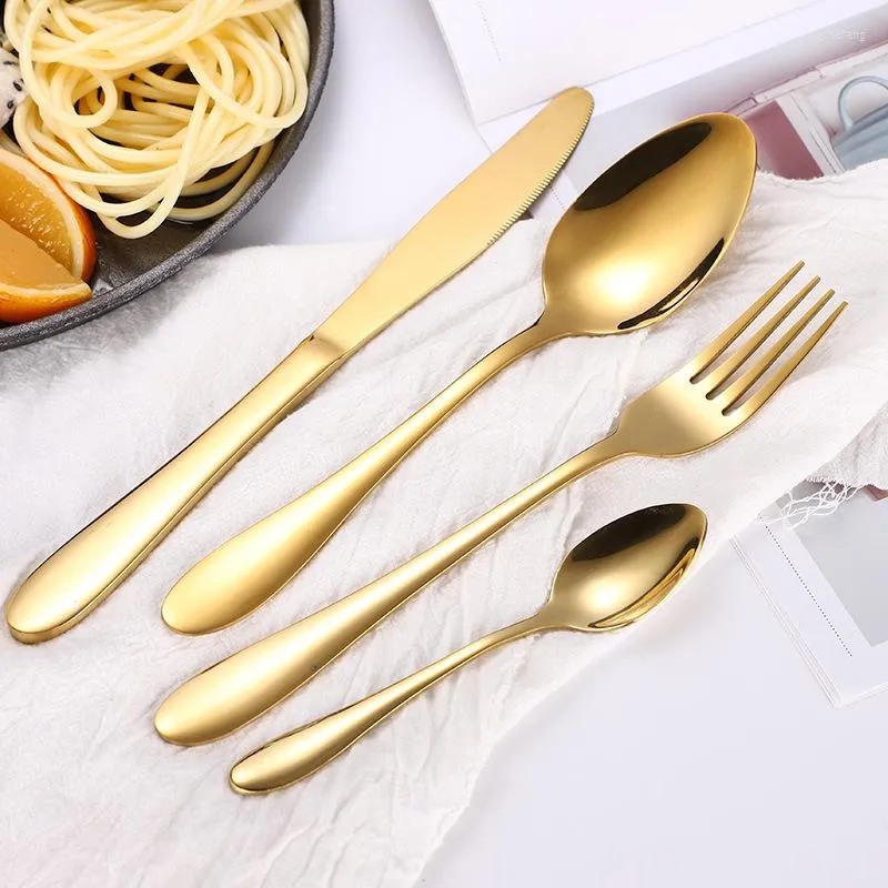 Dinnerware Sets Stainless Steel Spoon Fork Knife Set Kit Kitchen Cutlery Utensils Travel Tenedores Acero Inoxidable DL6DCS