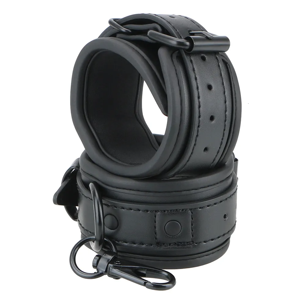 Pu Leather Handcuffs Adjustable Restraints For Adult Games_voghion.com