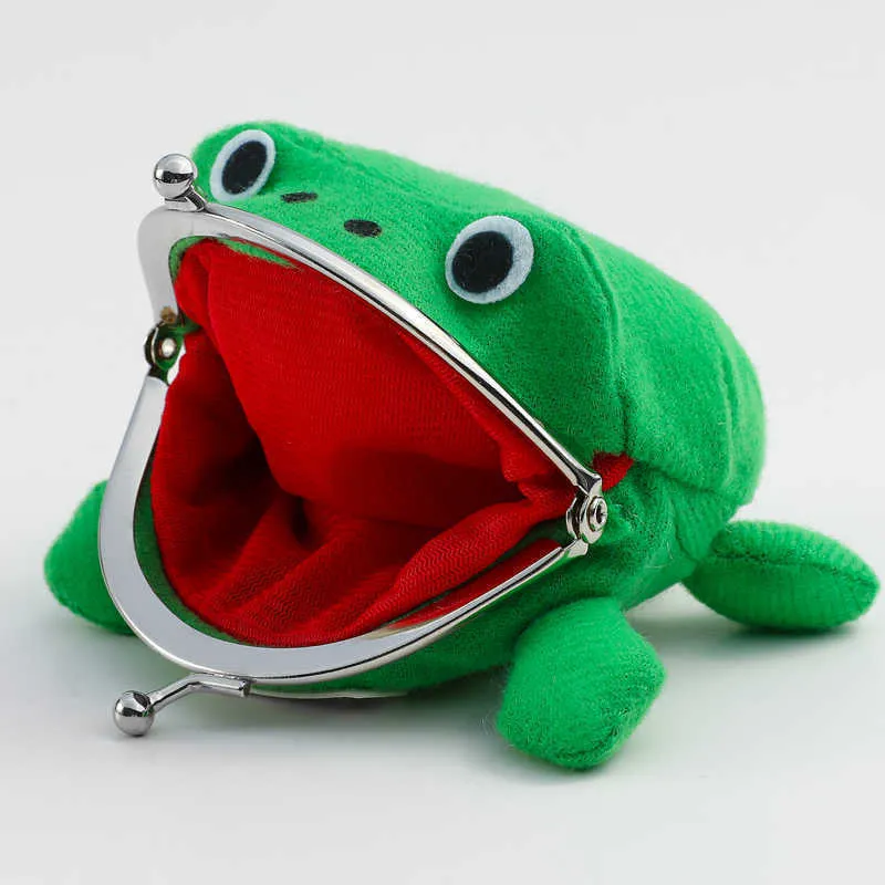 Wallets Novelty Adorable Anime Frog Wallet Coin Purse Key Chain Cute Plush Cartoon Cosplay For Women Bag Accessories L221101