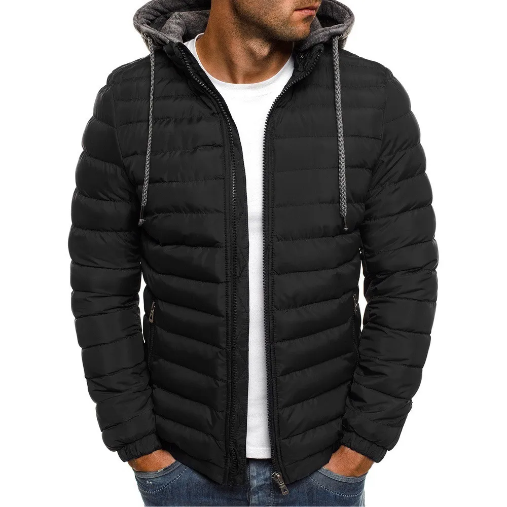 メンズダウンパーカー冬の服ジャケット薄い暖かい雪コートオスのフード付きウィンドブレーカーアウターウェアマンズジャック221123