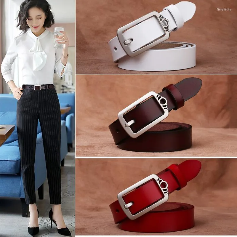 Belts Vintage Cowhide Pin Buckle Women's Belt Casual Student Decorative Thin Waistband Fashion Workplace With Professional Wear