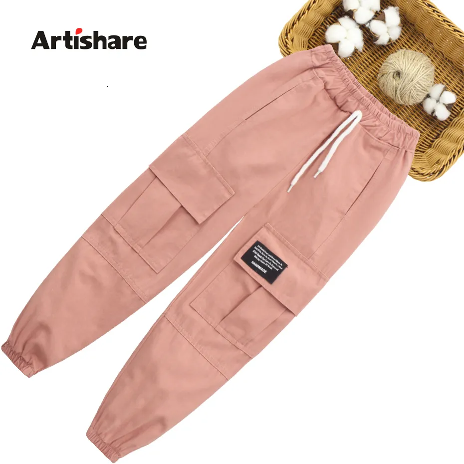 Calça calças calças cargas cargo para bolsos de estilo casual roupas infantis 6 8 10 12 14 221123