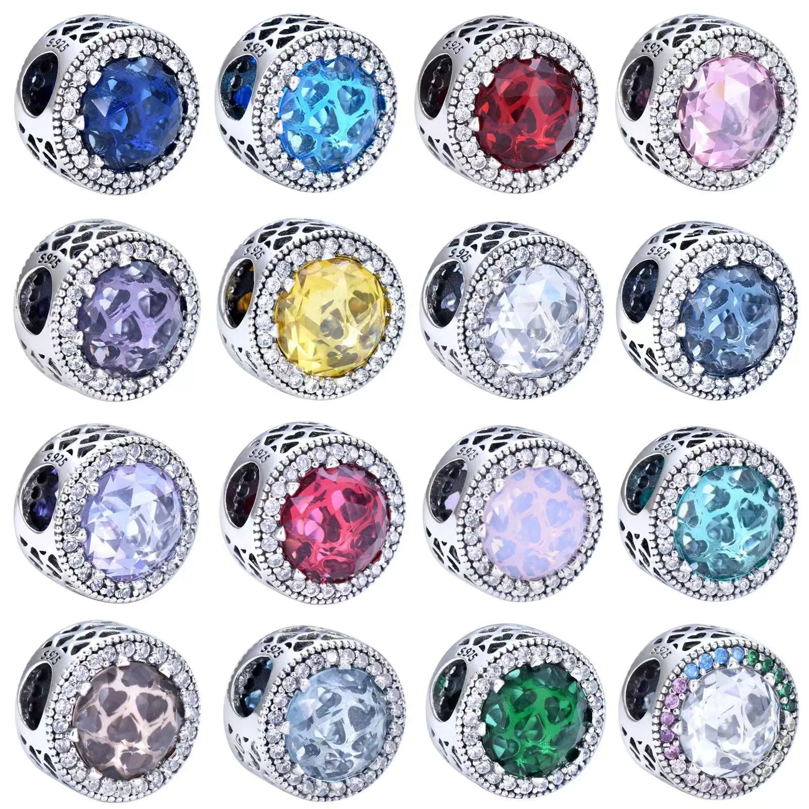 925 Sterling Silver Beads Charms Women with Original BOX for pandora CZ Crystal Pave Fits Snake Chain Bracelet Children Birthday Gift DIY Making Jewelry B033