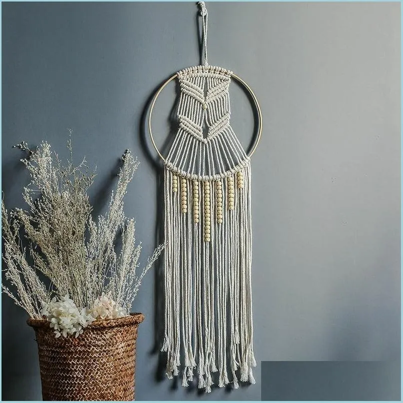 Andere thuisdecor Boho rame tapijtwand hangend diy kamer decoratie kinderen handgemaakt geweven home decor drop levering tuin dhqjg