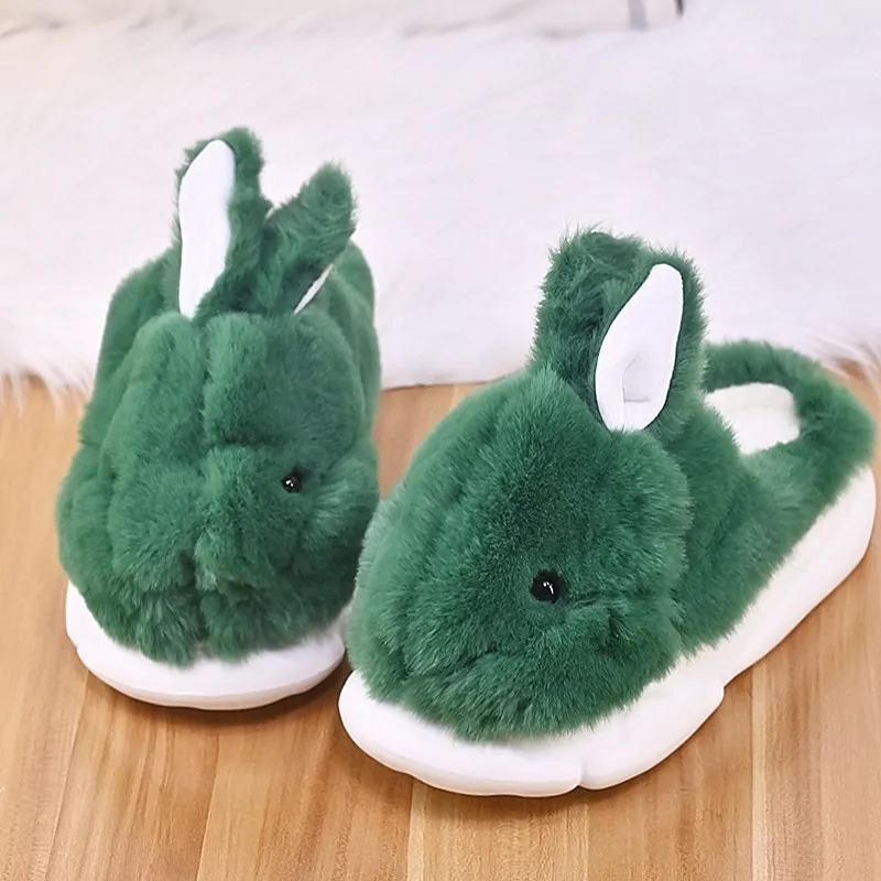 Slippers Desginer Green Shoes for Women Bunny Indoor Slippers теплые плюшевые слайды Женские бархатные бархатные домики 221122