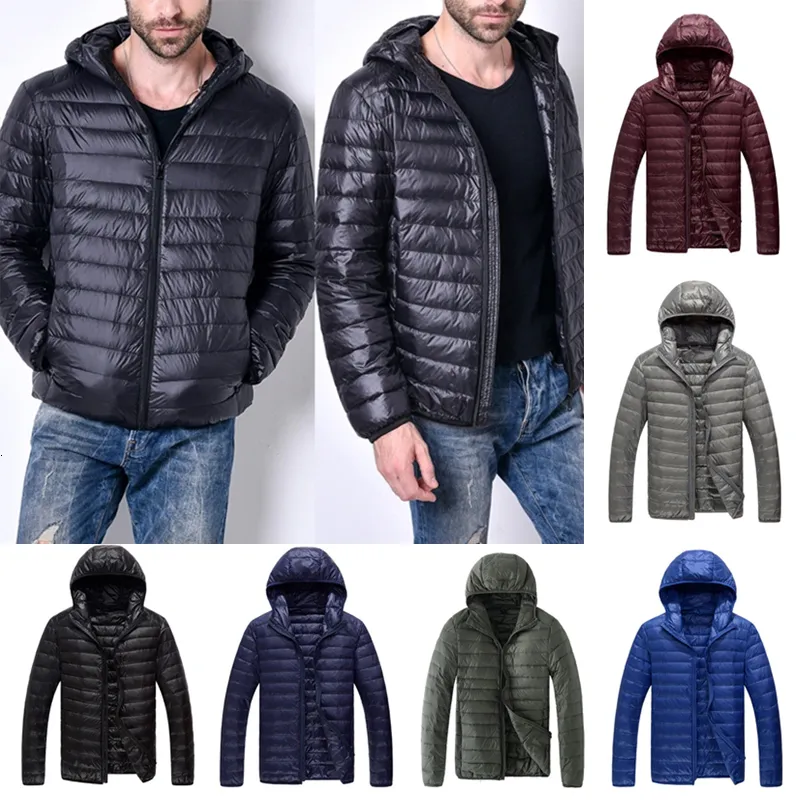 Parkas pour hommes hommes automne hiver veste légère mode à capuche courte grande Ultra-mince légère jeunesse mince manteau vestes 221123
