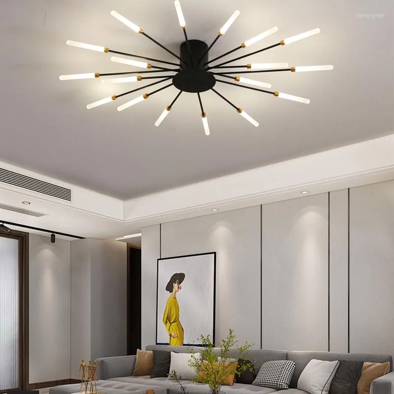 天井のライトLodooo Modern Led for Living Room Bedroom Black/Gold Dining Kitchen Lamp屋内照明器具