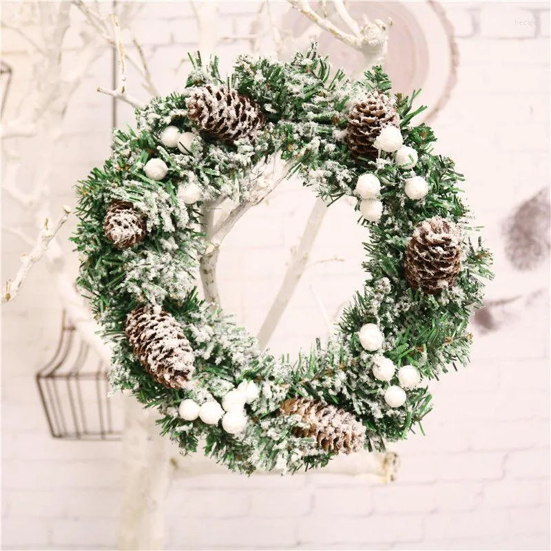 Dekorative Blumen, Weihnachts-Türkranz, Heimdekoration, 30,5 cm, mit Tannenzapfen, Glocke, wetterfest, für drinnen und draußen