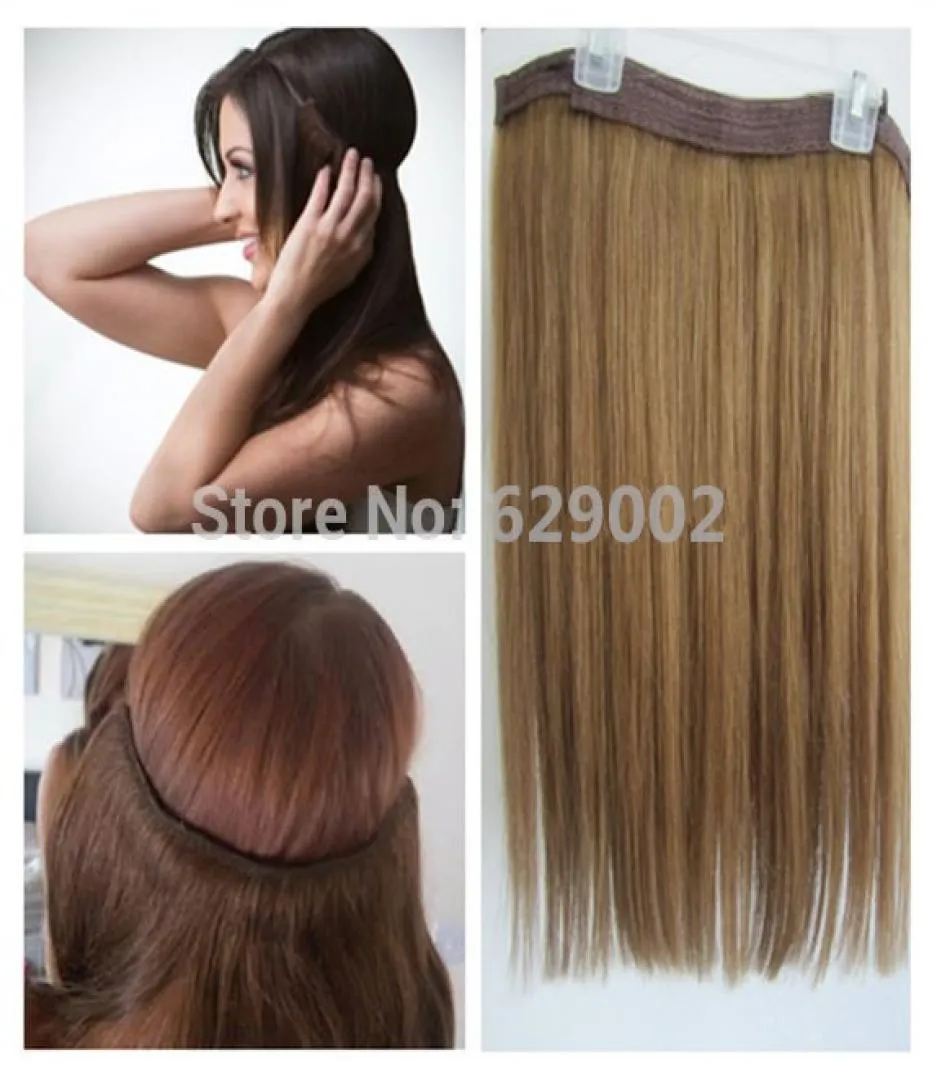 Brazylijskie ludzkie włosy Brak klipsów Halo Przedłużenie włosów 1PC 100G łatwa linia rybna tkanie włosów w całości 6693315