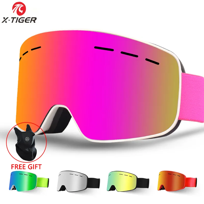 Lunettes de ski XTIGER hiver femmes Double couches lunettes de soleil UV400 antibuée masque lunettes hommes neige Snowboard 221123