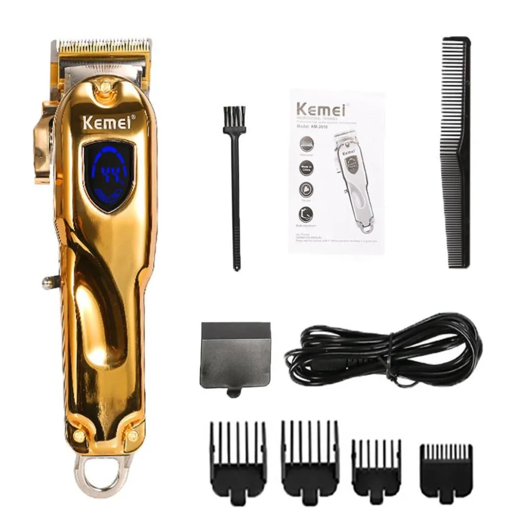 KM2010 Hair Trimmer Cordless Hair Cutter Barber Hair Clipper 4 Lever Blade Adjustment LCD Display Beard Trimmer